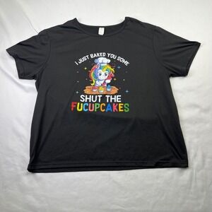Unicorn Shut The Fucupcakes Graphic‎ Tee Black Size 3XL Sarcastic Humor Shirt